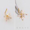 DAZZLING MULTI MARQUISE CUT CZ FLOWER CLUSTER POLISH 316L SURGICAL STEEL L-SHAPE NOSE RING